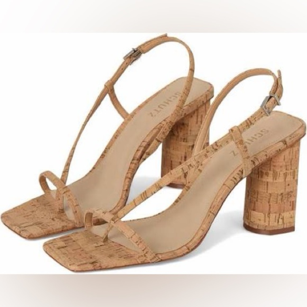 SCHUTZ Cork Strappy Block Heel Sandals